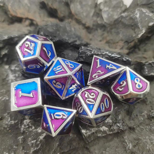Meilleures ventes - Ensemble de dés métalliques multi-faces 7 pièces DND avec dés D20 supplémentaires pour Dungeons and Dragons - Ensemble de dés polyédriques - Dés métalliques personnalisés - Product Image 4