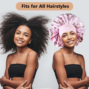 Yên tĩnh cô gái thời trang satin nắp ca-pô hai lớp mượt lớn in đầu quấn Phụ Nữ Ngủ hat chăm sóc tóc nightcap tắm khăn xếp - Product Image 6