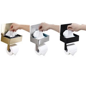 Bathroom Modern Style Metal Stainless Steel Black Wall-Mounted Double Rod Toilet Paper Holder Shelf <b>Storage</b> for Hotel Gym Use - Product Image 5