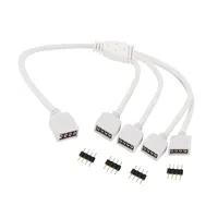 Connecteur de câble pour bande LED, accessoires pour bande LED, répartiteur RGB 1, 2, 3, 4 voies, connecteur femelle 4 broches droit 10 mm, câble d'extension pour bande LED