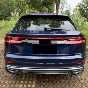 Audi Q8 4M <b>Sline</b> Rear Lip Diffuser Spoiler Piano Black Carbon Fiber Texture Matte Finish Tuning Style 2019-2023 - Product Image 1