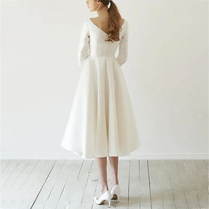 ملابس النساء القديمة المال مخصصة أنيقة راقية فاخرة عارية الذراعين مثير فستان ميدي - Product Image 4