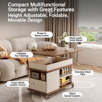 Table basse moderne extensible et pliable en bois massif, chariot de rangement portable pour salon, idéal pour les petits espaces