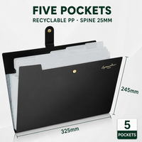 Porte-documents extensible A4 avec logo personnalisé, 5 poches, fermeture à pression supérieure, organiseur de documents, pochette en PP imperméable, pour le bureau
