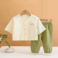 Ensemble de pyjama en gaze de coton pour bébé, manches longues, fin, respirant, anti-transpiration, deux pièces, vêtements pour bébé