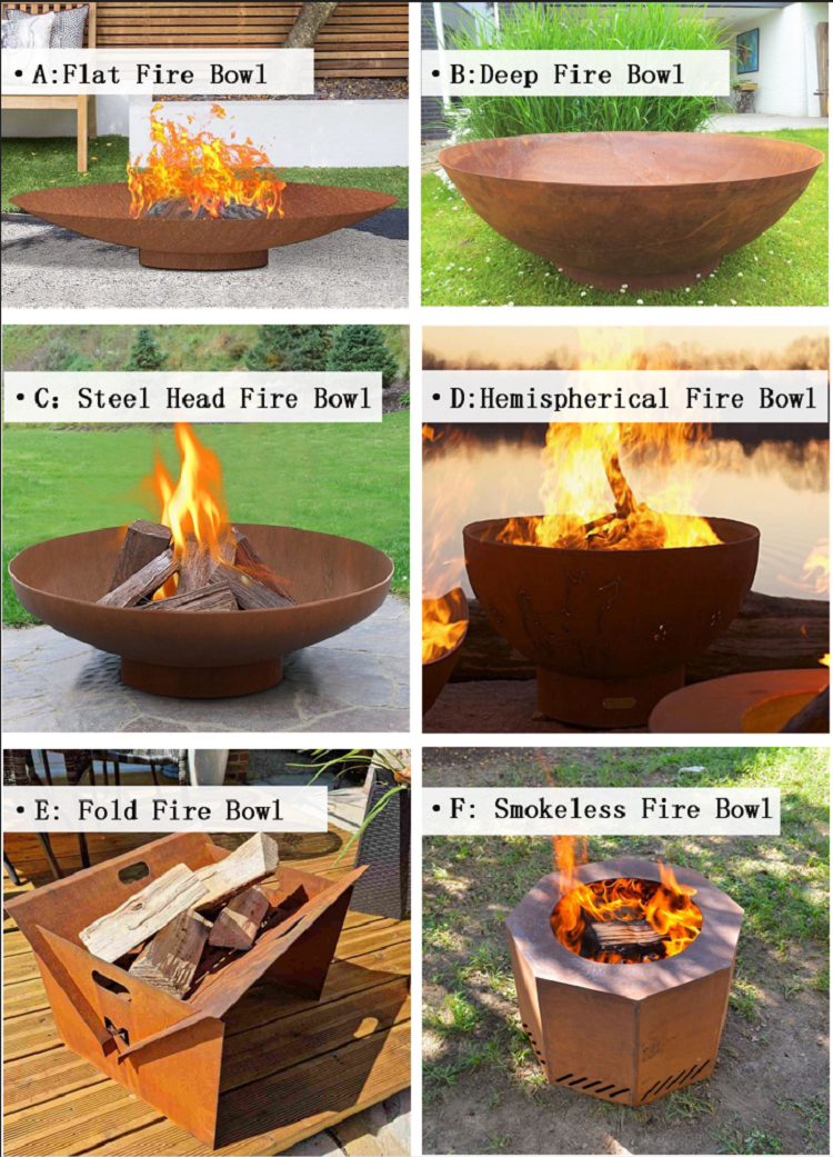 60cm 180cm Corten Steel Fire Pit Large Capacity Outdoor Heavy Duty