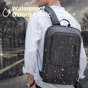 Sac à dos pour ordinateur portable anti-vol imperméable personnalisé à la mode avec USB, sac à dos unisexe en polyester ultra-fin - Product Image 4