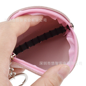 Customized cute round coin purse, PU leather coin <b>case</b>, earphone organizer, drawstring zipper design, creative gift. - Product Image 2