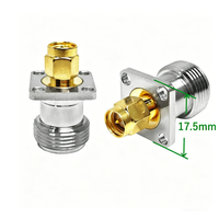 Connecteurs adaptateurs de montage sur panneau/châssis 17,5*17,5 mm à 4 trous, prise femelle N de 50 ohms vers fiche mâle SMA, fournis par l'usine