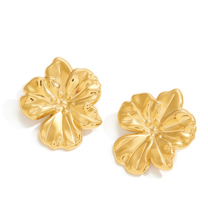 Pendientes de Flor con Cristales, Acero Inoxidable, Chapado en Oro, Joyería para Mujer, Accesorio de Moda - Product Image 5