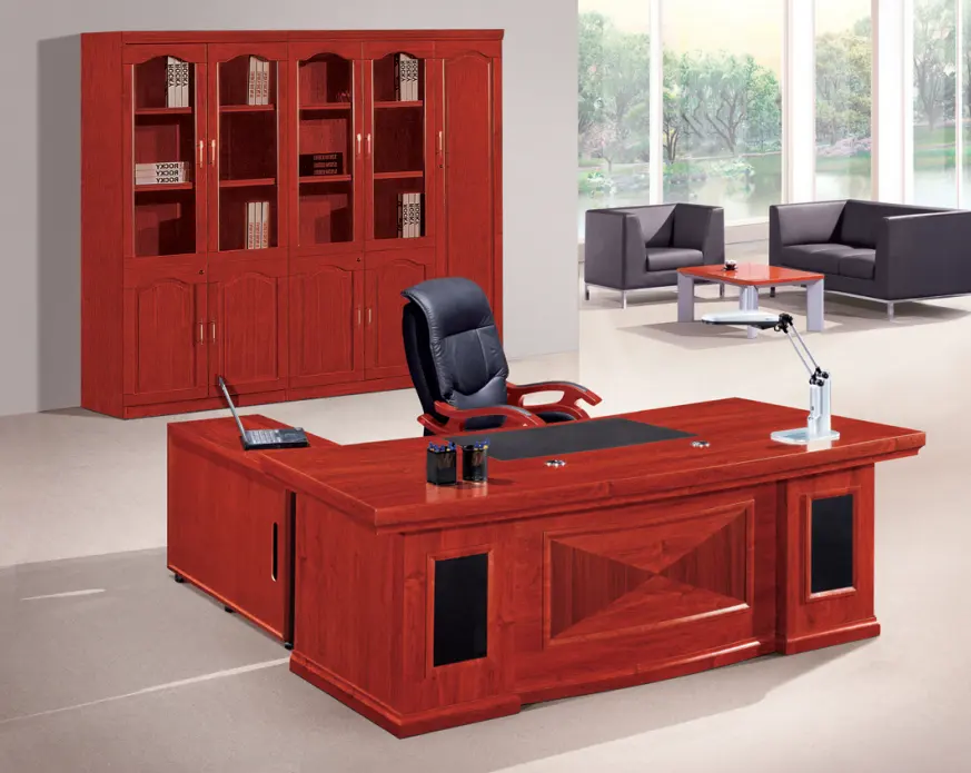 Tabela de escritório vermelho, venda quente de design de madeira vermelha mesa de escritório de luxo móveis para casa escritório preto peça gerenciador de madeira