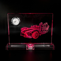 Broche en cristal 3d à Sublimation, nouveau design k9, personnalisé, logo gravé au laser, horloge en cristal avec base LED, vente en gros,