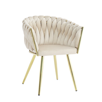 Fauteuils de salle à manger légers en velours de fauteuils tissés en tissu doux rembourrés pour restaurants de luxe