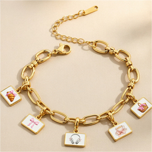 Colgante <span class=keywords><strong>de</strong></span> acero inoxidable con diseño exquisito y dulce <span class=keywords><strong>de</strong></span> cuerno <span class=keywords><strong>de</strong></span> toro, panecillo, zapatos <span class=keywords><strong>de</strong></span> hielo y té <span class=keywords><strong>de</strong></span> la tarde, para pulsera modular DIY - Product Image 1