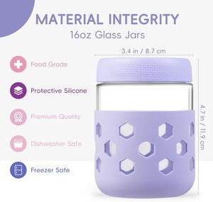 Overnight Oats <strong>Containers</strong> with Lids and Colorful Sleeves Airtight Glass Wide Mouth Leak-Proof Meal Prep Jar for Yogurt Oatmeal - Product Image 3