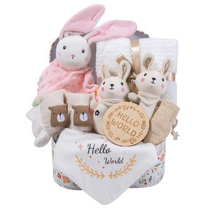 Ensemble <span class=keywords><strong>de</strong></span> 9 cadeaux <span class=keywords><strong>de</strong></span> naissance pour bébé, unisexe, fille ou garçon, cadeaux d'anniversaire mignons avec couverture et <span class=keywords><strong>bavoir</strong></span> - Product Image 4