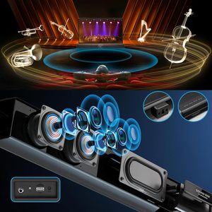 Barre <span class=keywords><strong>de</strong></span> son Smart TV avec Bluetooth, AUX, USB, TF, Coaxial, <span class=keywords><strong>4</strong></span> microphones sans fil, interface optique - Product Image 2