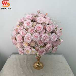 SMOOTH Blooming Pure Pink 60cm <b>Artificial</b> <b>Flower</b> Ball Classic Handmade <b>Artificial</b> Floral Wedding Centerpiece - Product Image 3