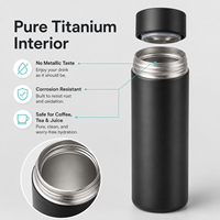 Bouteille d'eau isotherme à double paroi en titane couleur personnalisée, impression sur mesure, 500 ml (17 oz), avec infuseur à thé, gobelet anti-fuite