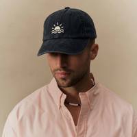 Casquette de baseball personnalisée noire délavée en sergé de coton teint pigmentaire, style bohème marin, respirante, non structurée, profil bas, réglable