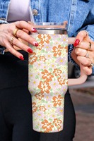 Gobelets en acier inoxydable Boho Floral 27 couleurs 40oz tasses de voyage paille mignon fleur blanche imprimer plusieurs imprimés floraux mignon