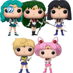 10cm Figuras de Pop #298 Sailor Moon Chibi #295 #89 Miku #945 uratikar #297 Saturnus #299 Pluto #296 mainan Model