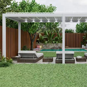 Fabricación personalizada <span class=keywords><strong>3x3</strong></span> 4x4 pérgola de aluminio techo impermeable bioclimático motorizado pérgolas y Gazebos al aire libre con <span class=keywords><strong>cortinas</strong></span> - Product Image 4