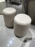 Tabouret de table à thé, Tabouret de thé de luxe léger pour la maison, Tabouret rond souple, Tabouret en cuir, Tabouret de coiffeuse, Tabouret bas simple