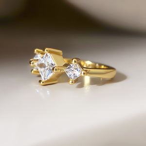 Anillo Minimalista de Moda, Joyería Moderna, Chapado en Oro de 18K, Corte Princesa, Anillos Delicados con Circonita para Bebé - Product Image 6