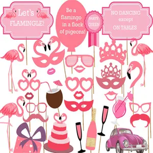 Accessoires de fête hawaïens Flamingo Party Decoration Paper Moustache Photo Frame Props pour Luau Party