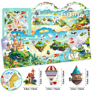Libro de Actividades Creativo de Nuevo Diseño para Niños, Libro Silencioso Interactivo para Padres e Hijos, Castillo en el Cielo, Pegatinas de Gel Reutilizables - Product Image 4