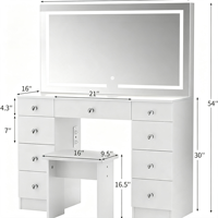 Table de maquillage avec éclairage LED et prise de courant, table de toilette pour chambre à coucher, vente en gros d'usine