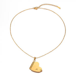 Collar con Colgante de Moda Personalizado de Acero Inoxidable 316L, Chapado en Oro PVD de 14K y 18K, Collar con Corazón, Collares en Blanco para Grabar - Product Image 6