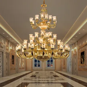 Crystal Chandeliers For High Ceilings Decoration Led Pendant Light Luxury Villa Restaurant Crystal Chandelier