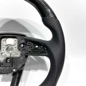 พวงมาลัยรถยนต์หุ้มหนังคาร์บอนไฟเบอร์สีดำแบบเจาะรู สำหรับรถยนต์ออดี้ ซีรีส์ <span class=keywords><strong>Q</strong></span> สำหรับออดี้ B8 B8.5 B9 R8 A3 A5 A6 A7 TT C8 C7 C6 B6 B7 - Product Image 2