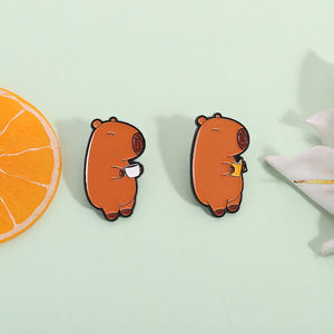 Tembel Capybara emaye Pin komik kahve hayvan broş yaka rozeti Chill arkadaşlar için sevimli karikatür takı hediyeler - Product Image 2