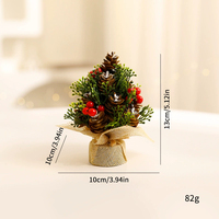 Nouvelle mini-ornement de Noël pour table avec pommes de pin, baies rouges, verdure artificielle et base en toile de jute – Vente en gros