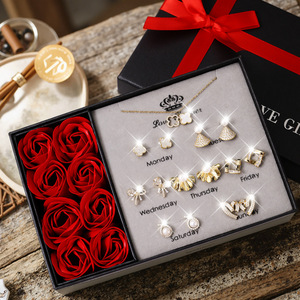 Women's Sterling Silver Jewelry Set With Rose Gift <b>Box</b> <b>For</b> Valentine's Day Birthday Holiday <b>Present</b> - Product Image 2