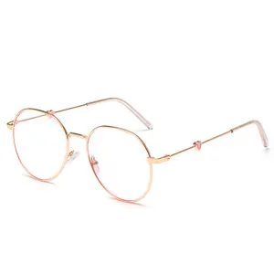 Sevimli aşk kalp gözlük çerçeve kızlar kadınlar degrade Pinkmyopia öğrenci gözlük çerçeveleri kadın Metal optik gözlük