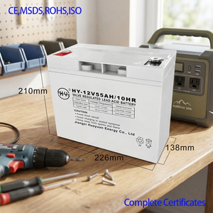 Batterie au plomb scellée <span class=keywords><strong>12</strong></span> <span class=keywords><strong>volts</strong></span> 55 ampères-heure rechargeable pour système <span class=keywords><strong>solaire</strong></span> hors réseau - Product Image 1