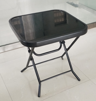 Table d'appoint carrée en verre avec cadre antirouille, table basse pliante avec plateau en verre trempé