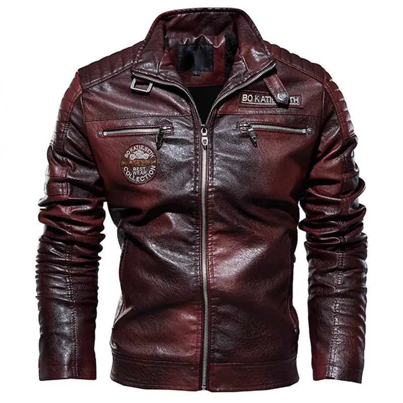 クールな男のための新しい秋冬の高品質ファッションコートオートバイレザージャケット