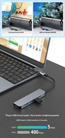 Hub multiport 5 ports Type C en alliage d'aluminium, 4K HDTV, alimentation 100W PD, USB 3.0, station d'accueil portable pour ordinateur portable PC, en stock