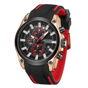 Megir 2024 Hot Brand Sport Men's Watch 2144 Japanese Quartz Movement Chronograph Silicone Strap Alloy Analog Japanese Quartz - Product Image 1