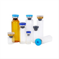 Flacons en verre pharmaceutique transparents de 2 ml, 3 ml, 5 ml, 7 ml, 10 ml, 15 ml, 20 ml, 30 ml avec bouchons et capuchons en caoutchouc