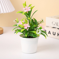 Plante Artificielle en Gros en Pot Petit Bonsaï Décoration de Bureau d'Événement Toile de Fond Artisanat Exquis Fleur Trompette Similée