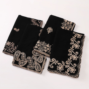 HZW-24131 <span class=keywords><strong>donna</strong></span> <span class=keywords><strong>donna</strong></span> Vintage estate africano musulmano fiori floreali neri Paisley ricamo Hijab sciarpa <span class=keywords><strong>scialle</strong></span> - Product Image 1