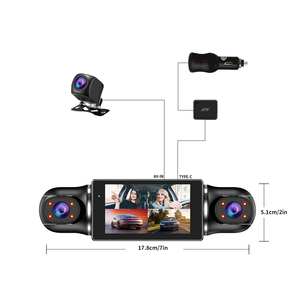 4 kênh Dash Camera 1080p * 4 phía trước phía sau và bên trong, được xây dựng trong GPS Wifi siêu đêm tầm nhìn miễn phí 32GB thẻ bãi đậu xe màn hình - Product Image 2