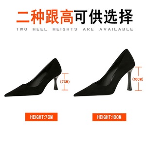 Wholesale Hot Sale Women's Suede Pointed Toe <b>Pumps</b>, Ultra High Champagne Glass Stiletto Heels - Product Image 3