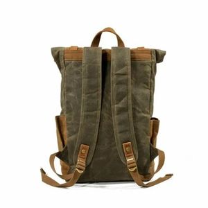 Genuine Leather Unisex <b>Backpack</b> 10KG Capacity Geometric Pattern Structured Silhouette Multiple Compartments Curved Shoulder - Product Image 3